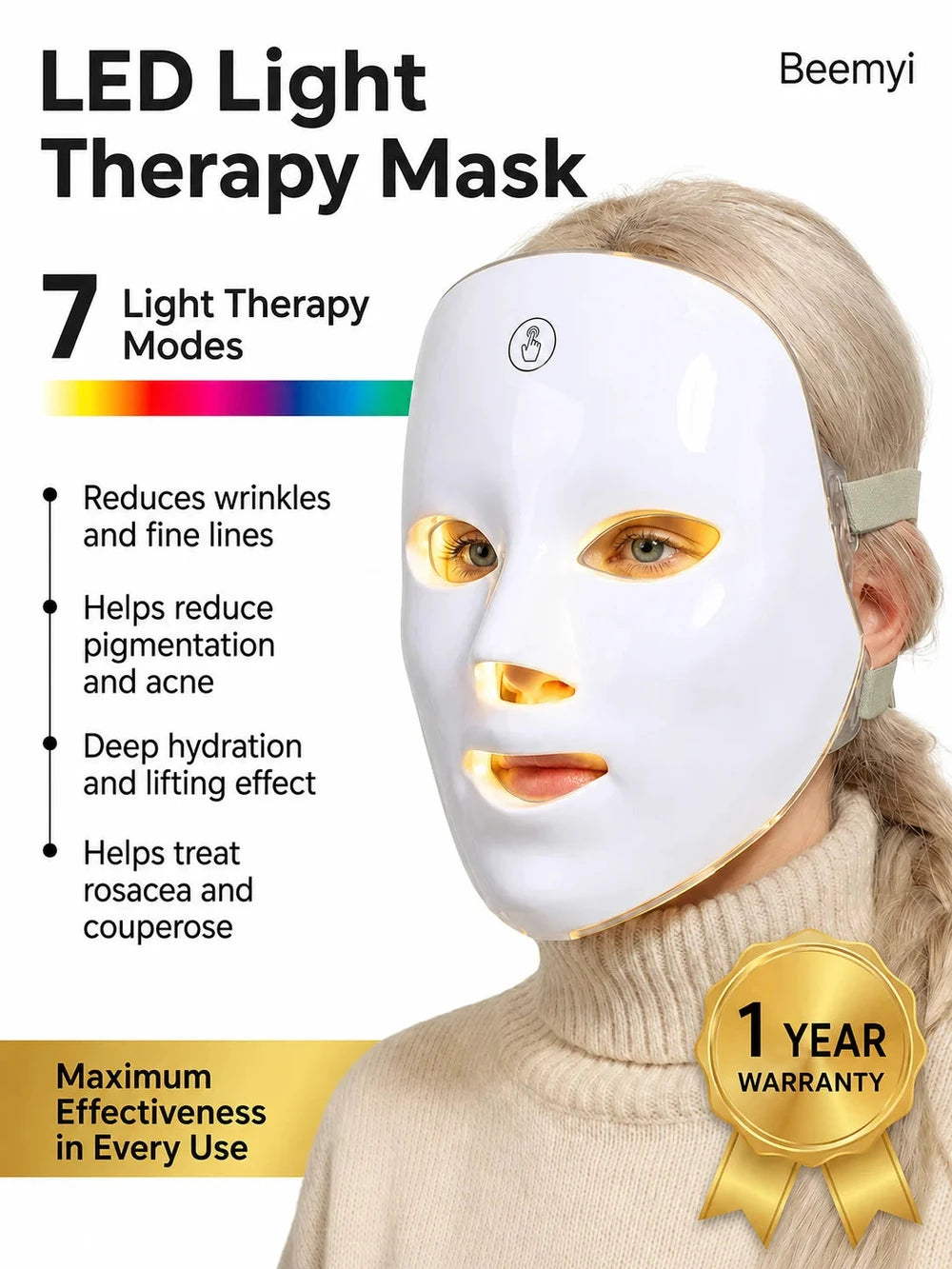 Luva LED 7-Color Light Therapy Skin Mask