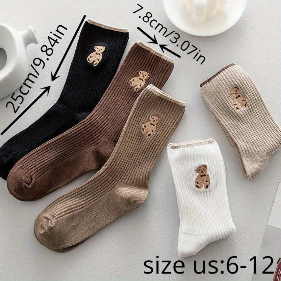 5 Pairs of Mixed Color Teddy bear socks for every occasion.