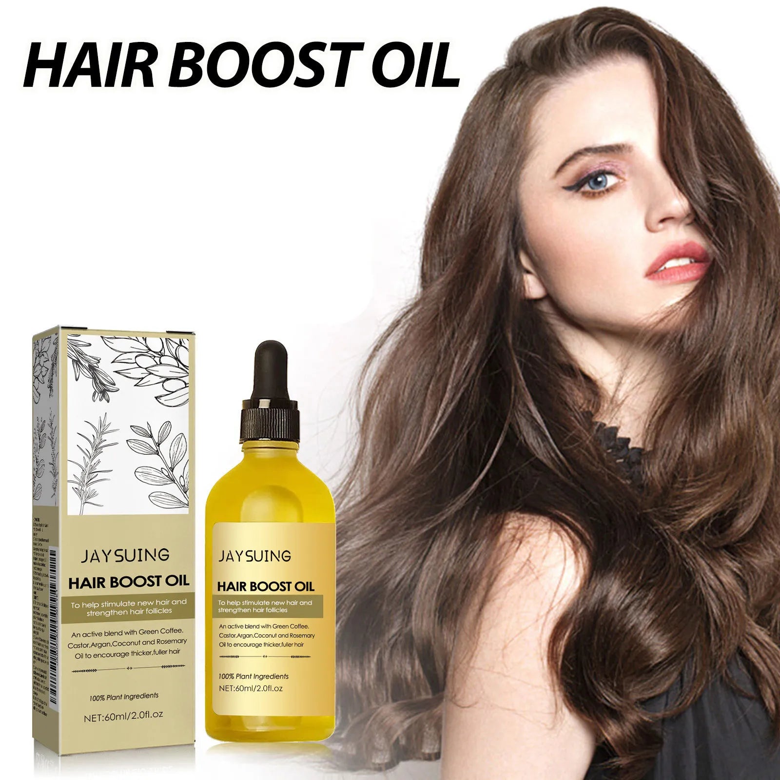 Jaysuing 60ml Rosemary Essential Oil for Hair Boost Prevents Hair Loss Nourishes Scalp Reduces Frizz And Split Ends  Natural Plant-Based