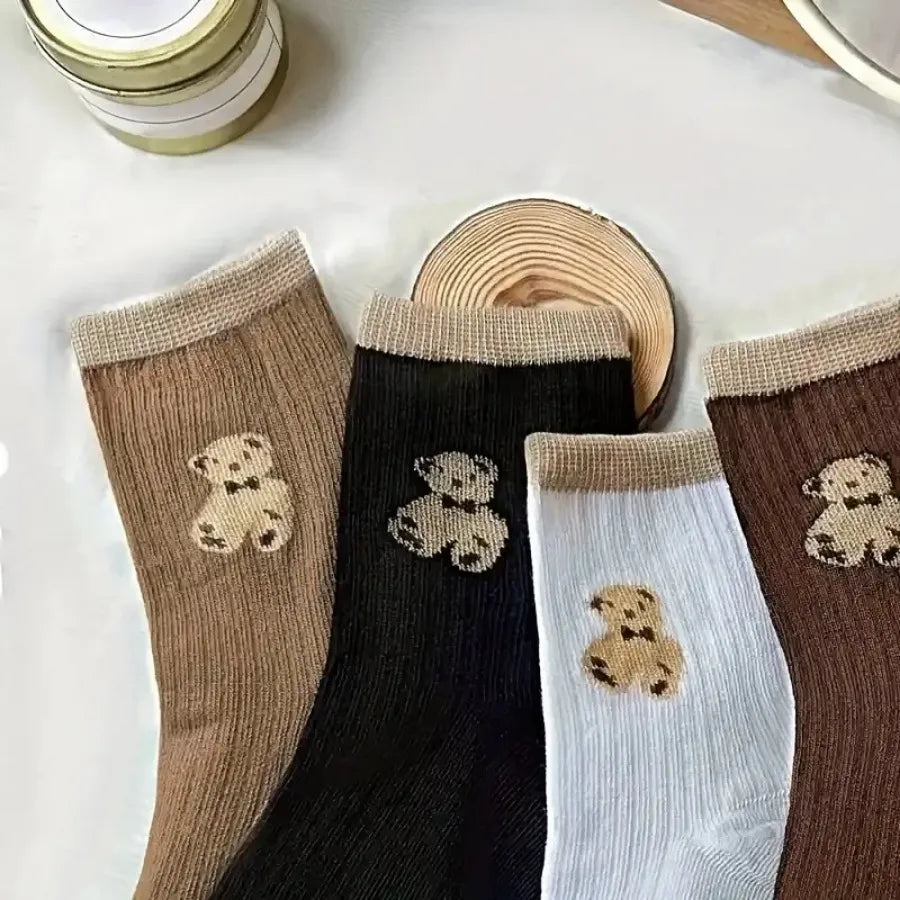 5 Pairs of Mixed Color Teddy bear socks for every occasion.
