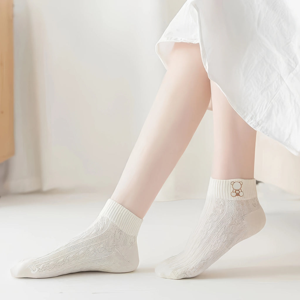 5-Pairs Cute Bunny Cartoon Ankle Socks for Women & Girls