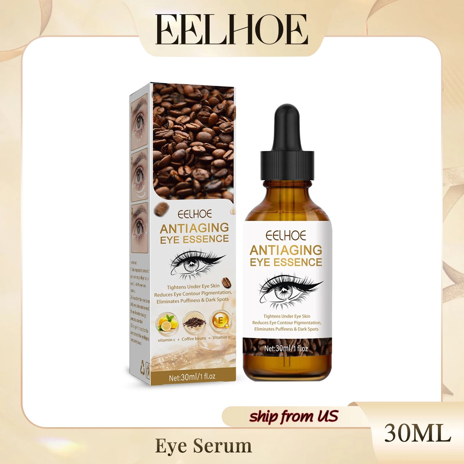Eelhoe Anti-Aging Eye Serum for Dark Circles Pore Minimization Fine Line Reduction And Eye Bag Elimination Youthful Eye Care Essence