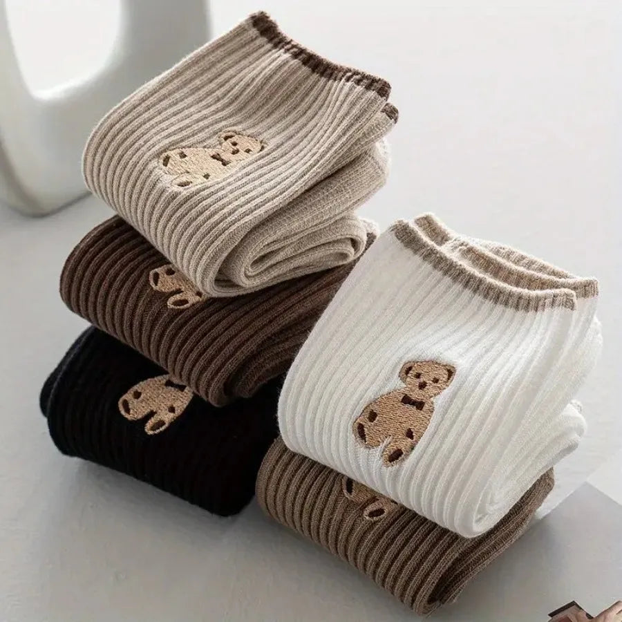5 Pairs of Mixed Color Teddy bear socks for every occasion.