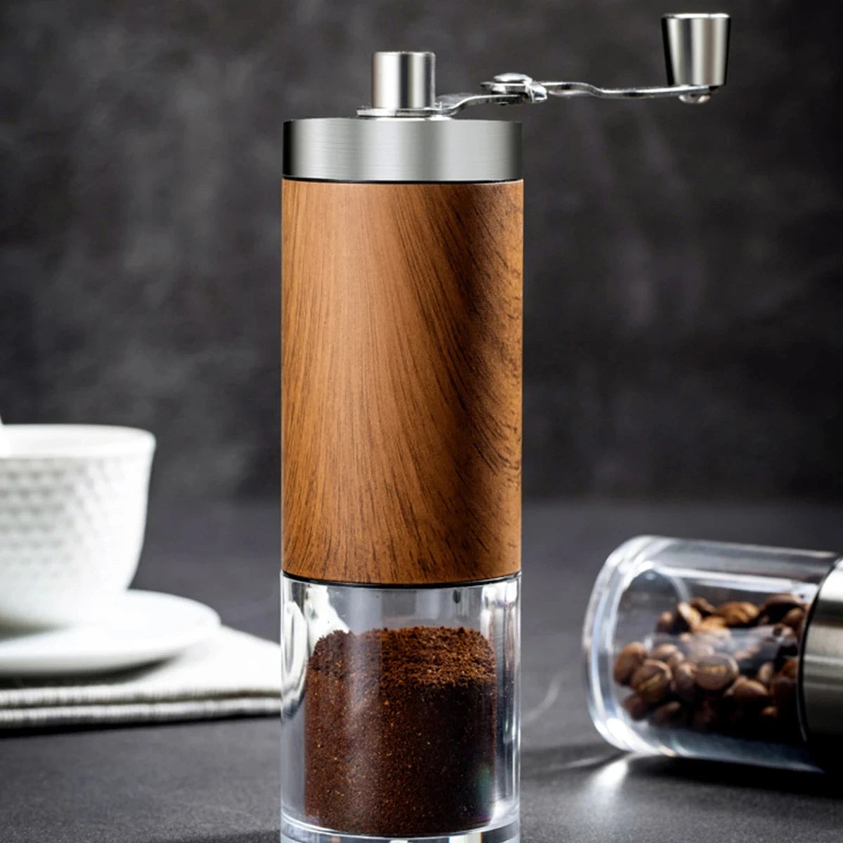 Portable adjustable coffee grinder.