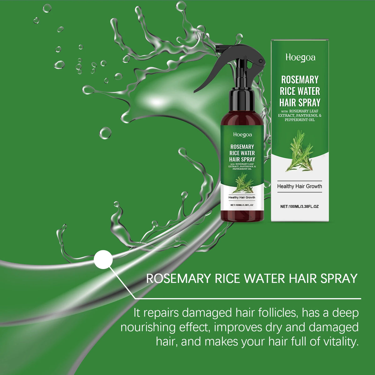 Rosemary Hair Growth Spray with Rice Water nourish the scalp, hydrate hair, and support healthier-looking Hair