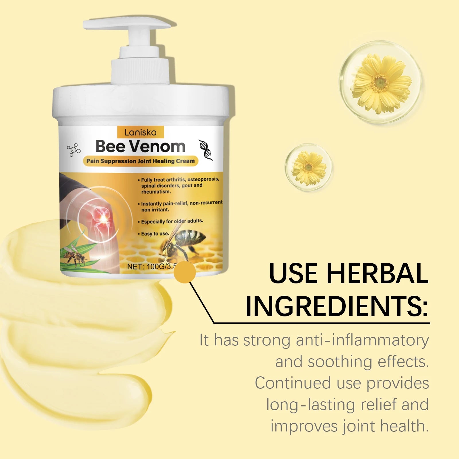 Bee Venom a Soothing Moisturizing Lotion for joint pain relief.