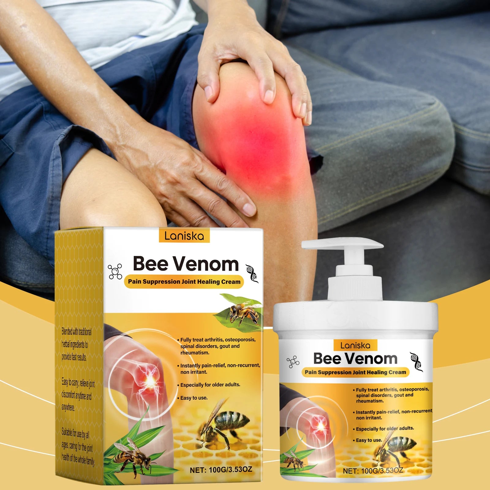 Bee Venom a Soothing Moisturizing Lotion for joint pain relief.